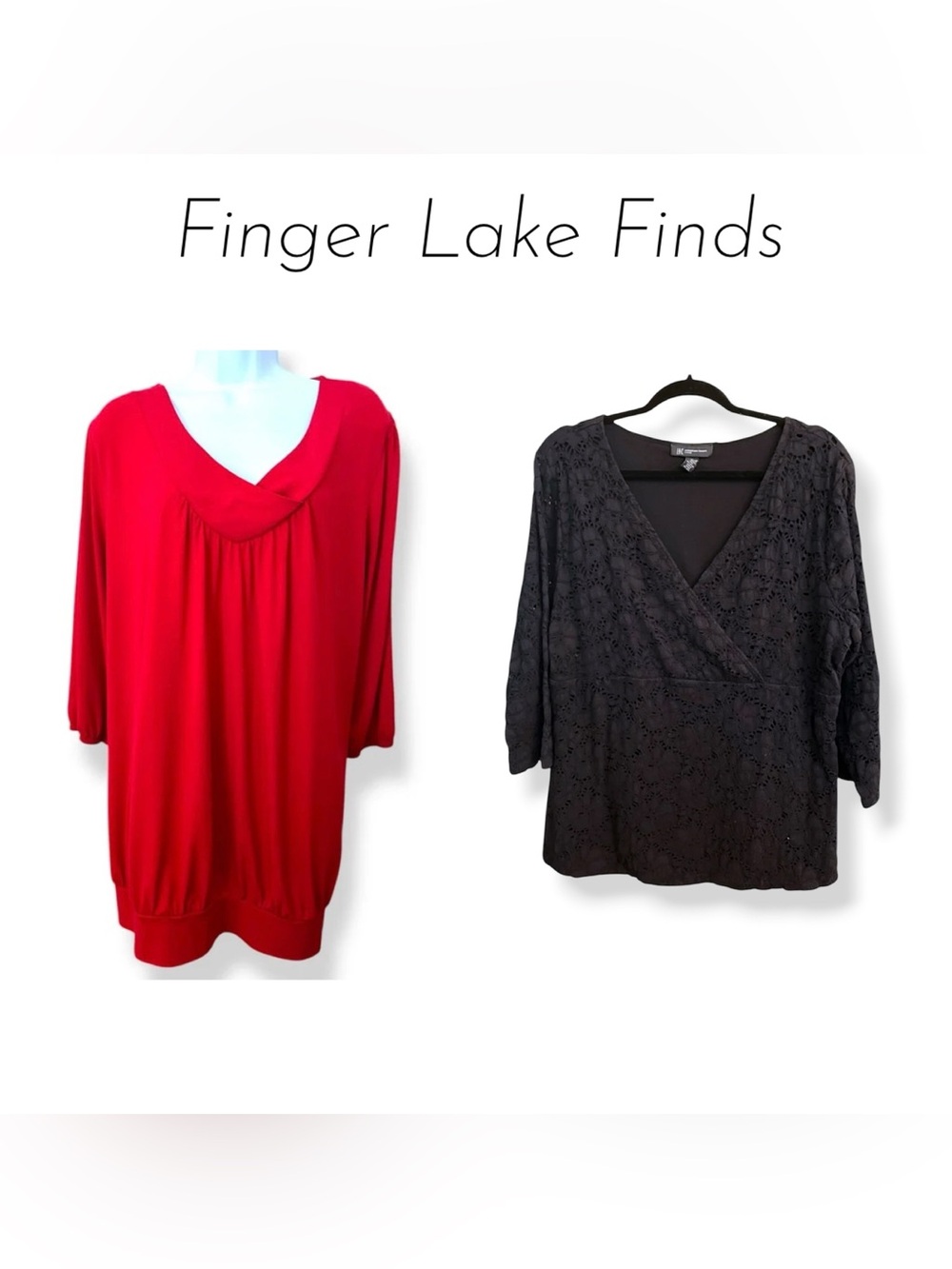 Two V Neck Women’s Tops,  1X